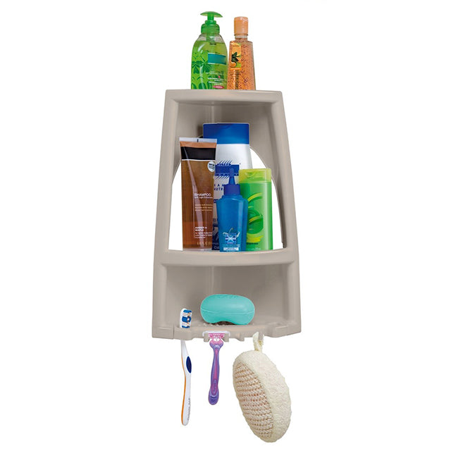 RIMAX BATH & SHOWER CORNER SHELF 9.8X6.9X16IN Available in Beige or White, Great choice for Compact Spaces, Office, Gym, Home And Guest Rooms- 10007038 RIMAX BATH & SHOWER CORNER SHELF 9.8X6.9X16IN Available in Beige or White, Great choice for Compact Spaces, Office, Gym, Home And Guest Rooms- 10007038